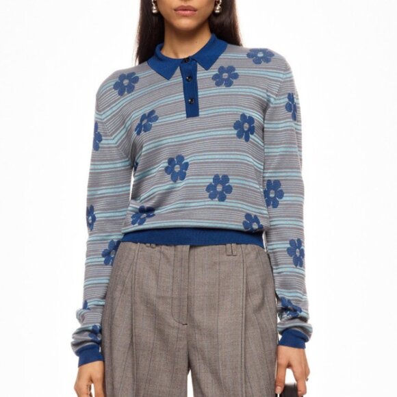 MARNI Striped Flower Sweater Size 48 XL - Picture 1 of 11
